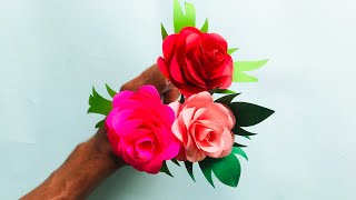 Paper Craft Rose Flowers Easy Ideas  DIY Paper Rose Idea Craft  Roses for Valentine diy flowers [upl. by Spiro]