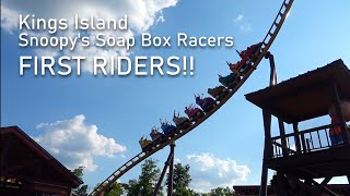 Kings Island Snoopys Soap Box Racers FIRST RIDERS [upl. by Christmas963]