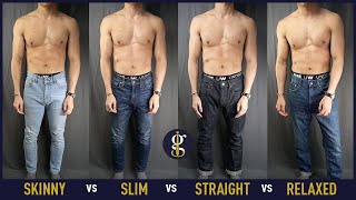 BEST FITTING JEANS TYPE FOR MEN amp How They Should Fit Skinny Slim Straight Relaxed [upl. by Bondie304]