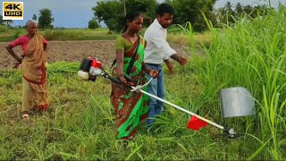 Village Girl with Amazing Brush Cutter MACHINE in india [upl. by Nabala]