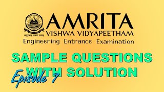 Amrita University Engineering Entrance AEEE Examination  Sample Questions amp Solution  Episode 07 [upl. by Aremmat195]