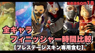 【season18】全キャラ全フィニッシャー時間比較《最新版》【APEX】プレステージスキン専用含むシークレットフィニッシャー含む [upl. by Leckie181]