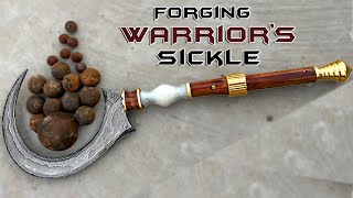 Forging DAMASCUS SICKLE out of Bearing Balls [upl. by Avek965]