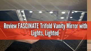 Review FASCINATE Trifold Vanity Mirror with Lights Lighted Makeup Mirror 2X3X Magnification 21 LE [upl. by Maller777]