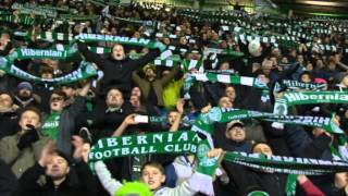 Hibernian celebrate great derby win with quotSunshine on Leithquot [upl. by Atteuqahs438]