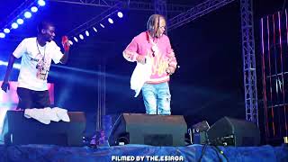 First Time Ever Naira Marley In Cotonou Benin Republic With Tobyshang  Dances With a Fan On stage [upl. by Namus]