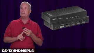 4K HDMI Splitter With 1 Input and 4 Outputs  CS1X4HDMSPL4 [upl. by Suiravat]