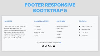 como HACER un FOOTER RESPONSIVE con BOOTSTRAP 5 😱 [upl. by Enaerb385]