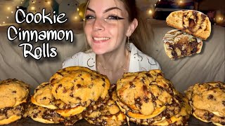 GOOEY COOKIE CINNAMON ROLL MUKBANG MessyVeganNo Talking [upl. by Nihs106]