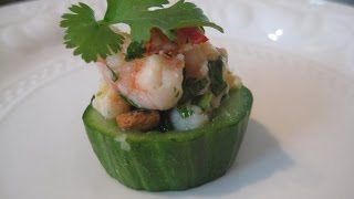 How To Make Canapes  Prawn and Cucumber cups [upl. by Serle]