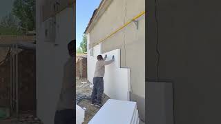 Installation process of exterior wall rock wool insulation decorative panels [upl. by Vonnie]