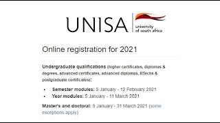 How to register online Unisa 2021 [upl. by Hardner]