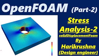 Openfoam Stress Analysis Part2  solidDisplacementFoam  Openfoam Tutorial plate with hole [upl. by Oakes]