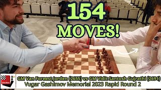 Suffering for 154 moves Jorden van Foreest vs Vidit Gujrathi  Gashimov Memorial 2023 [upl. by Macknair668]