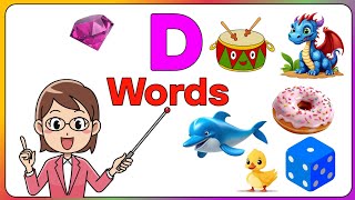 Words that Start with Letter Dd  letter d words  d phonics words  initial sounds [upl. by Oigolue]