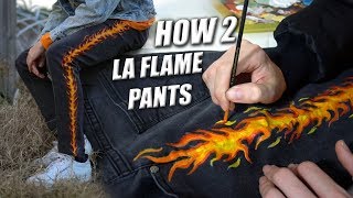 How to La Flame Denim Tutorial  Custom Paint Jeans [upl. by Jamnis637]