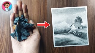 Drawing with home made charcoal  tutorial shorts [upl. by Nilat]