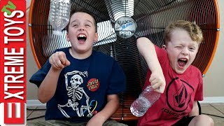 Extreme Toys Short Epic Bottle Flip Challenge Ethan Vs Cole and the Giant Hurricane Fan [upl. by Lona942]