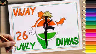 Kargil Vijay Diwas Drawing  26 July  How to Draw Kargil Vijay Diwas Poster Easyjkhushiarts646 [upl. by Aik]