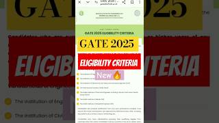 Notice GATE ELIGIBILITY CRITERIA 2025 🔥🔥 gate exam shorts yt study science engineering [upl. by Nnylrefinnej]