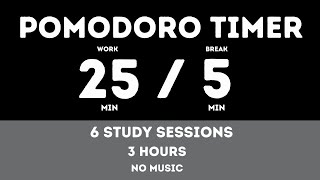 25  5 Pomodoro Timer  3 hours study  No music  Study for dreams  Deep focus  Study timer [upl. by Brechtel]