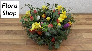 Blumen Kranz Steckschaum ❁ Tischdekoration für eine schöne Osterdeko selber machen ❁ FloraShop [upl. by Bail]