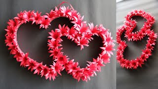 DIY Paper Heart Wall Hanging  Easy Wall Decoration Ideas  Paper craft [upl. by Ewart]