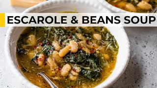 EASY ITALIAN COMFORT FOOD  escarole and beans soup recipe [upl. by Nahshu575]