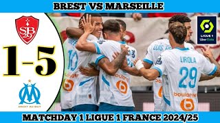 BREST 1 VS 5 MARSEILLE  Matchday 1 Ligue 1 France 202425 [upl. by Civ218]