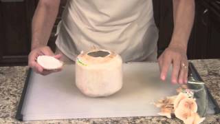 How To Cut Open A Baby Thai Coconut by Rockin Robin [upl. by Esined]