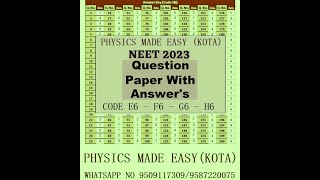 ESSENTIAL TO READ NEET 2023 CODE SET E6 SET F6 SET G6 SET H6 ORIGINAL PAPER WITH ANSWER KEY  3 [upl. by Pren]