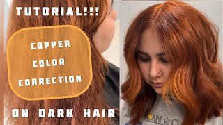 TUTORIAL  Copper Color Correction on DARK HAIR [upl. by Olethea]