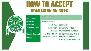 How to Accept Admission on JAMB CAPS  How to Check JAMB CAPS Status [upl. by Cuthburt241]