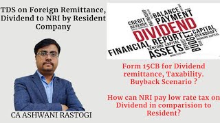 TDS on Dividend to Non Resident NRI Foreign Company FII HNI Article 10 of OECD  UN Model [upl. by Iphigeniah]