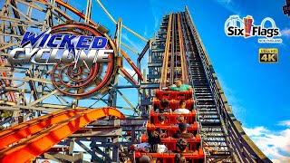 2023 Wicked Cyclone Roller Coaster On Ride Back Seat 4K POV Six Flags New England [upl. by Innis512]