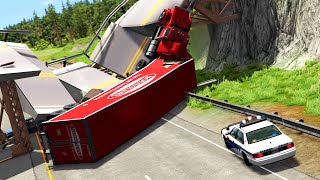 Collapsing Bridge Accidents 5  BeamNGdrive [upl. by Cheatham107]