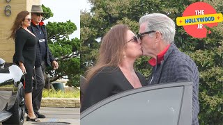 PIERCE BROSNAN GIVES HIS WIFE A KISS ON HIS 70TH BIRTHDAY AT NOBU IN MALIBU [upl. by Terrene937]