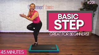 45 Min Beginner Step Aerobics Workout at Home  Burn Calories with BASIC STEP [upl. by Ursal]