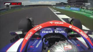 Daniel Ricciardo onboard overtake on Guanyu Zhou British GP 2024 [upl. by Polito]