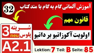 آموزش آلمانی A21 درس 7 بخش B  قانون اولویت آکوزاتیو بر داتیو در جمله سازی [upl. by Sivehc]