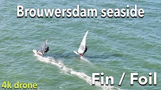 Brouwersdam seaside fin foil just for fun windsurf windfoil  4K [upl. by Leontine]