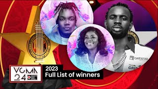 24th VGMA 2023  Full List of Winners at the AWARDS NIGHT [upl. by Nylisoj]