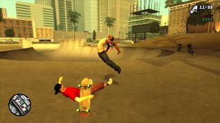 GTA SA  CJ is a terrible skater [upl. by Ecirtra]