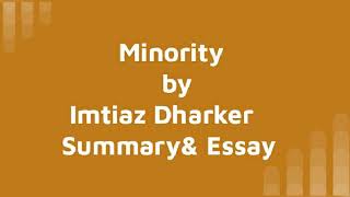 Minority by Imtiaz Dharker summary and essay South Asian Literature [upl. by Raffarty]