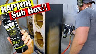 BEST Subwoofer Enclosure Finish Spray Raptor Liner Install on GSG Evolution Home Theater Sub Boxes [upl. by Anidualc]