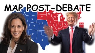 2024 ELECTION MAP POLLS TRUMP VS HARRIS POSTDEBATE [upl. by Narret]