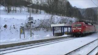 Winterliche Züge am 10022012 auf der Frankenwaldbahn KBS 840 [upl. by Gasper]