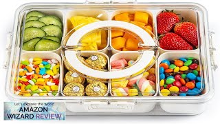 Snackle Box ContainerDivided Clear Snack Box Serving Tray with Lid and Handle8 Review [upl. by Karyl]