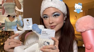 ASMR Forever 21 X Hello Kitty Blue Angel Collection TryOn Haul 🩵🪽 [upl. by Eemla]