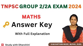 Tnpsc Group 22A 2024  Maths Answer key [upl. by Tann]